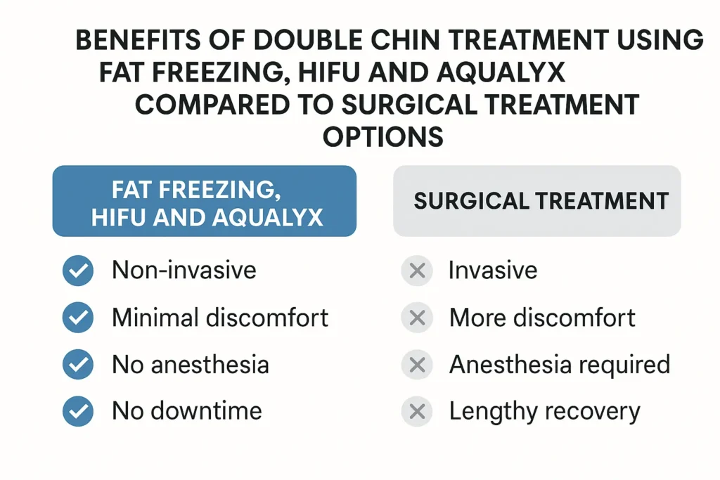 Graphic about the benefits of double chin treatment Waltham Cross - from LA LIPO