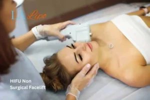 Woman having Hi-Fu to reduce wrinkles Waltham Cross.