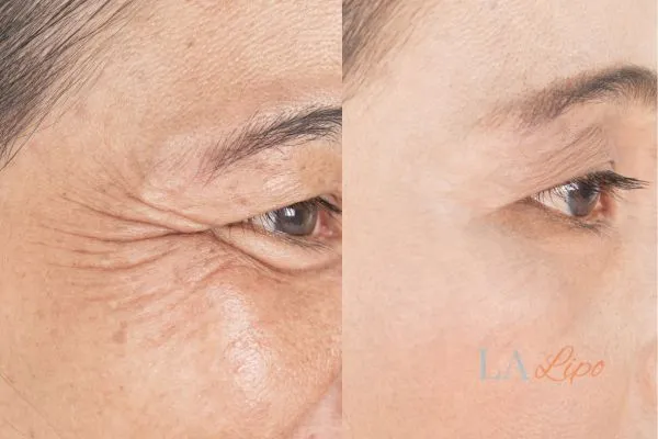 Before and after results of woman - HI-fu wrinkles reduction treatment Waltham Cross