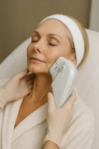 Woman receiving HIFU non surgical facelift treatment Waltham Cross