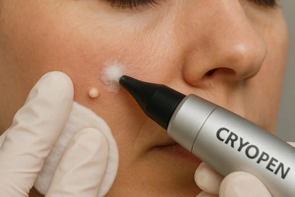 Woman receiving milia removal treatment Waltham Cross