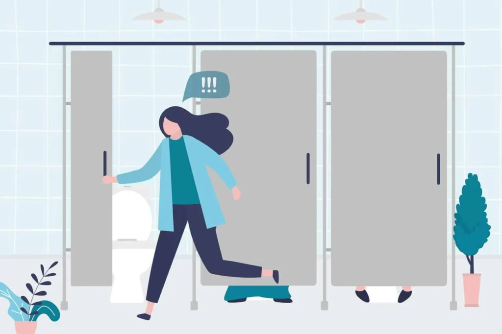 graphic of Urine incontinence Waltham Cross woman running to the toilet.